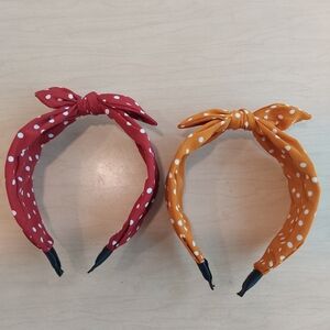 Polka Dot Headband Set - Red and Orange